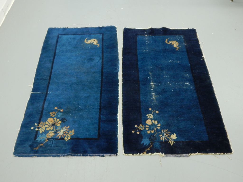 Appraisal: PR CHINESE ART DECO BLUE CARPET RUG RUNNER China Early