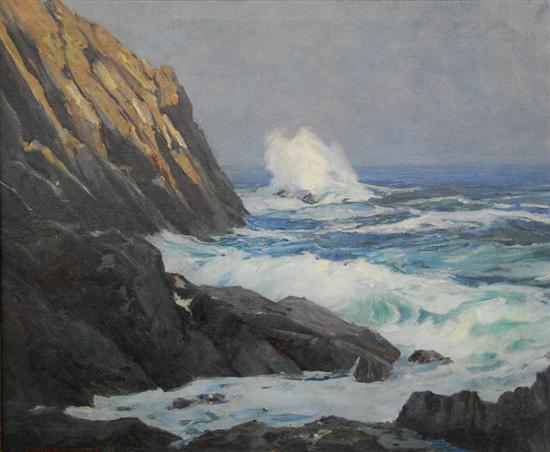 Appraisal: STANLEY WOODWARD American - CRASHING WAVES oil on canvas signed