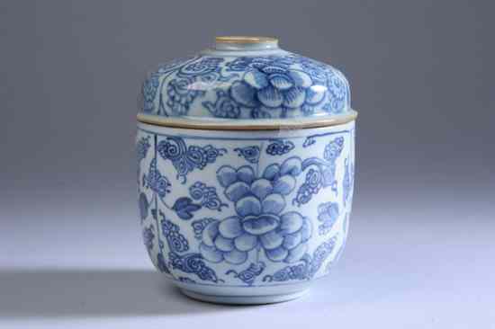 Appraisal: CHINESE BLUE AND WHITE PORCELAIN JAR AND COVER Kangxi period