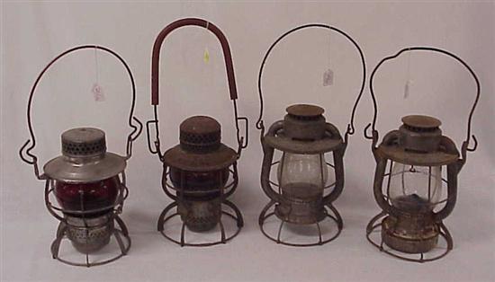 Appraisal: Dressel lantern with red shade marked Penn Central '' h