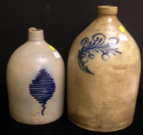 Appraisal: Two pieces of salt-glazed stoneware Edmands and Co two gallon