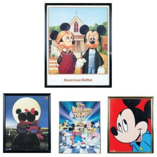 Appraisal: A Group of Four Mickey Mouse Related Framed Decorative Works