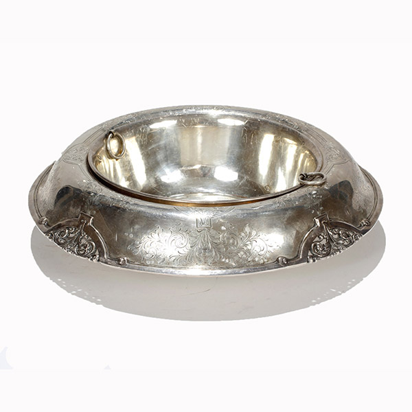 Appraisal: Art Deco sterling silver centerpiece bowl with reticulated and engraved