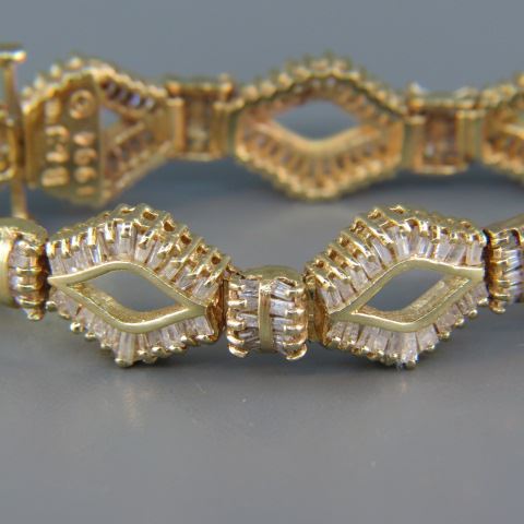 Appraisal: Diamond Bracelet baguette diamonds totaling carats in k yellow gold