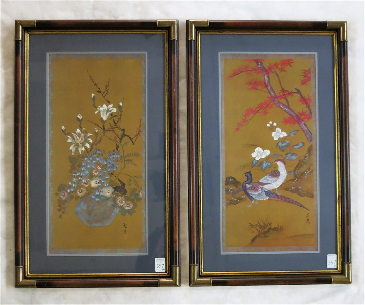 Appraisal: TWO CHINESE OFF-SET LITHOGRAPHS one depicting flowers and the other