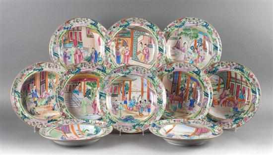 Appraisal: Rare set of ten Chinese Export Rose Mandarin porcelain soup