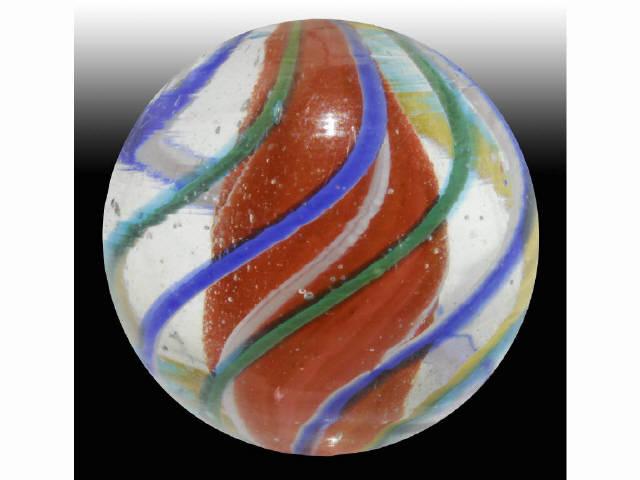 Appraisal: Solid Core Marble Description Red solid core with white tips