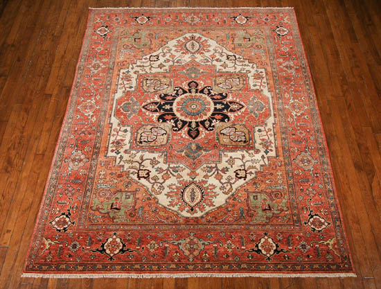 Appraisal: Lot Property of Various Owners Kashmir Serapi Rug Contemporary Beige