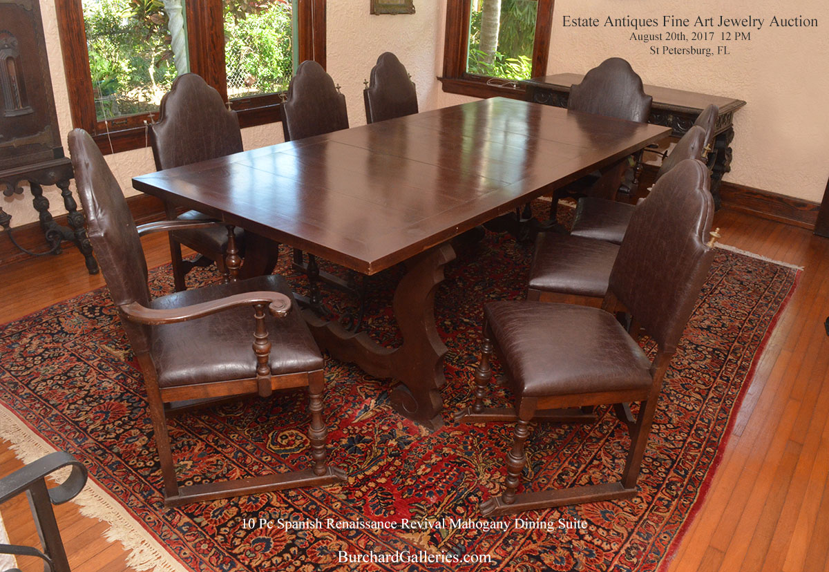 Appraisal: SPANISH RENAISSANCE REVIVAL MAHOGANY DINING SET -piece dining set late