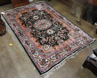 Appraisal: Kashmere cotton and artificial silk Tabriz style rug ' x