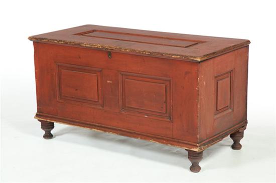 Appraisal: BLANKET CHEST American - poplar Raised-panel construction on turned feet