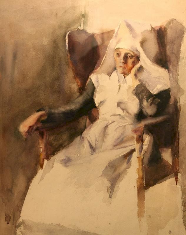 Appraisal: Grace Young American - Nun in Contemplation Watercolor on paper