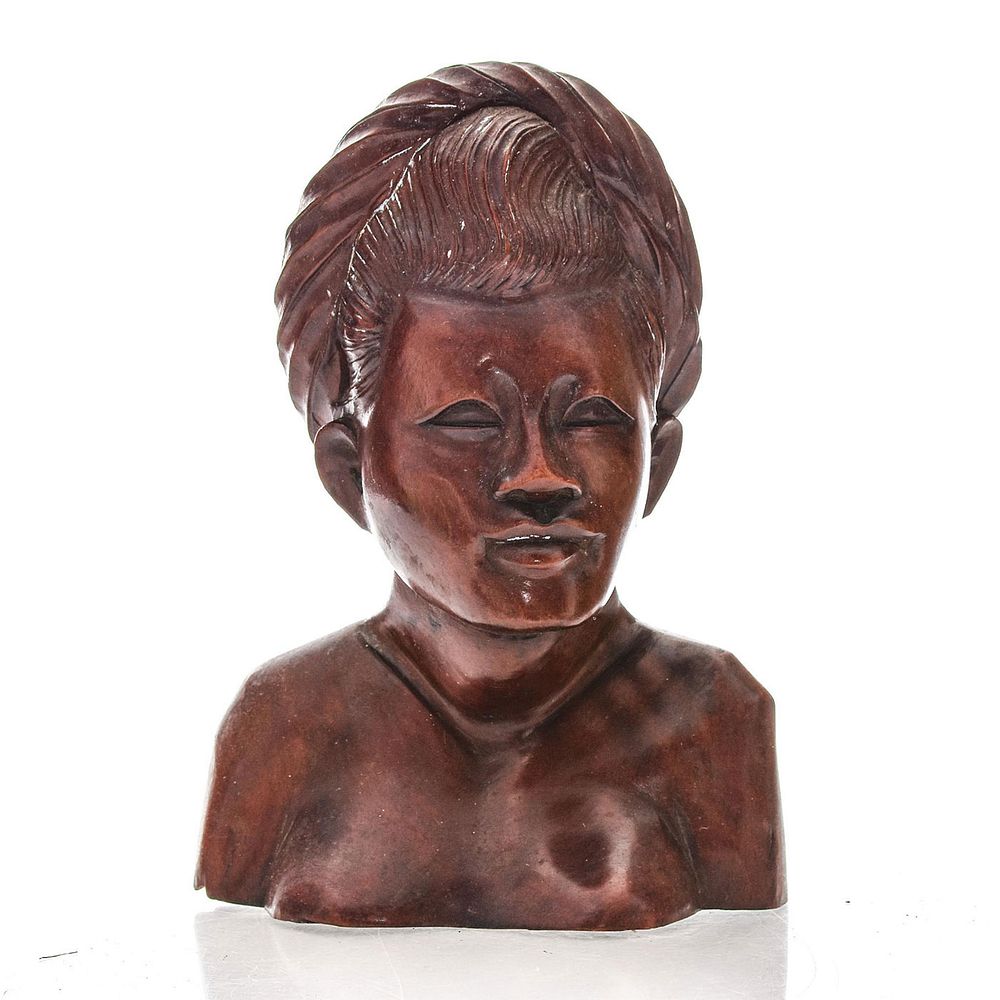 Appraisal: VINTAGE ASIAN WOODEN BUST OF A WOMAN Carved figural bust