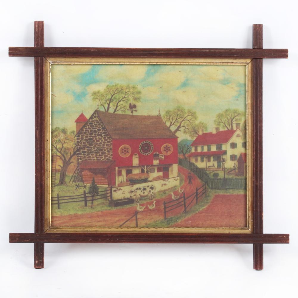 Appraisal: DAVID Y ELLINGER AMERICAN PENNSYLVANIA - THEOREM PAINTER FOLK ART