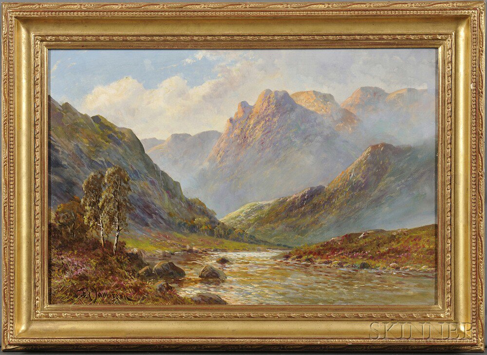 Appraisal: Frank E Jamieson British - Mountain Landscape with a Stream