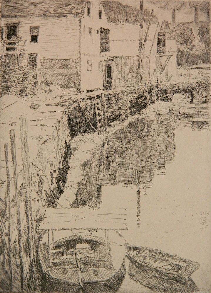 Appraisal: Childe Hassam etching Childe Hassam American - - ''Cos Cob''