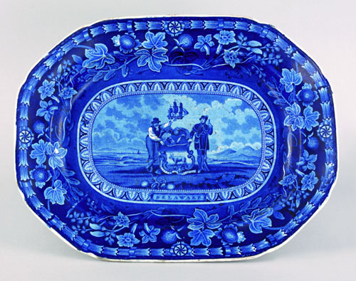 Appraisal: Historical blue Staffordshire Arms of Delaware platter th c l