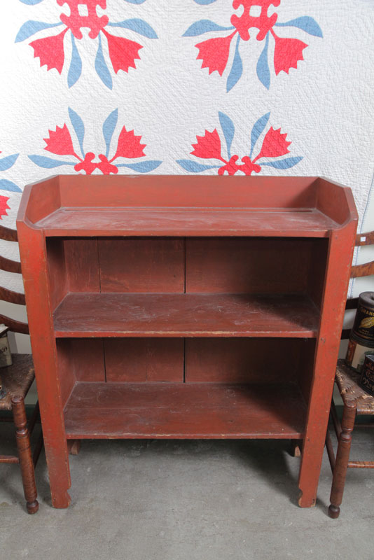 Appraisal: CROCK STAND Three tiered with red paint shaped gallery and