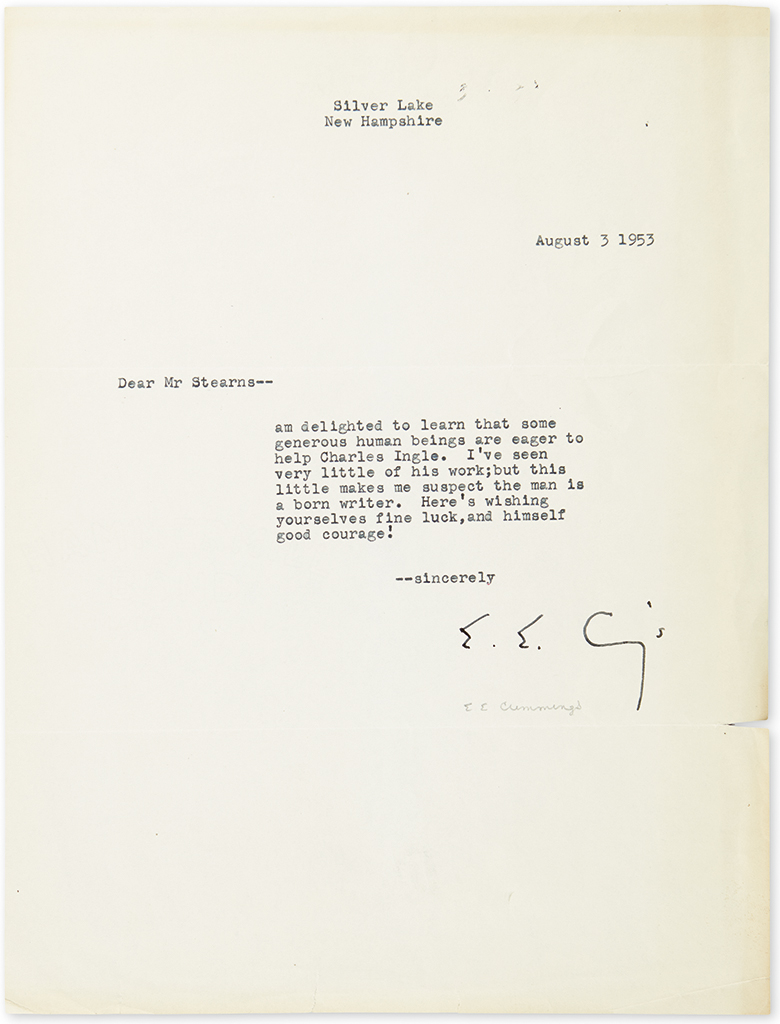 Appraisal: CUMMINGS E E Typed Letter Signed E E C's to