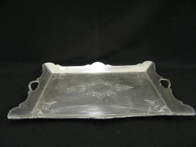 Appraisal: Victorian Silverplate Serving Tray fine gallery style border engraved designs