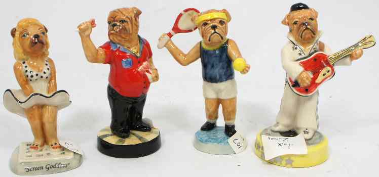 Appraisal: Peggy Davies Bulldog Figures Bullseye Bully BD Screen Goddess BD