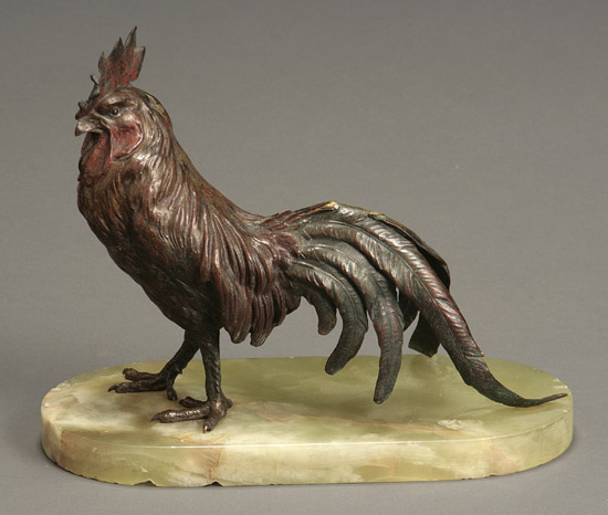 Appraisal: Austrian Cold Painted Bronze Figure of a Rooster Circa Standing