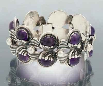 Appraisal: A Margot De Taxco Sterling Silver and Amethyst Bracelet Sterling