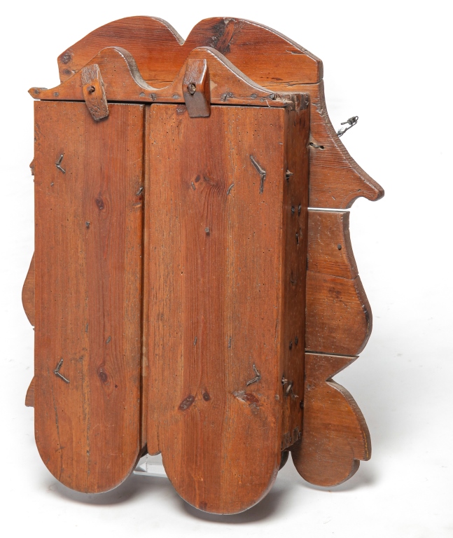 Appraisal: HANGING CABINET Eighteenth- th century Pine and wormwood cabinet Decorative