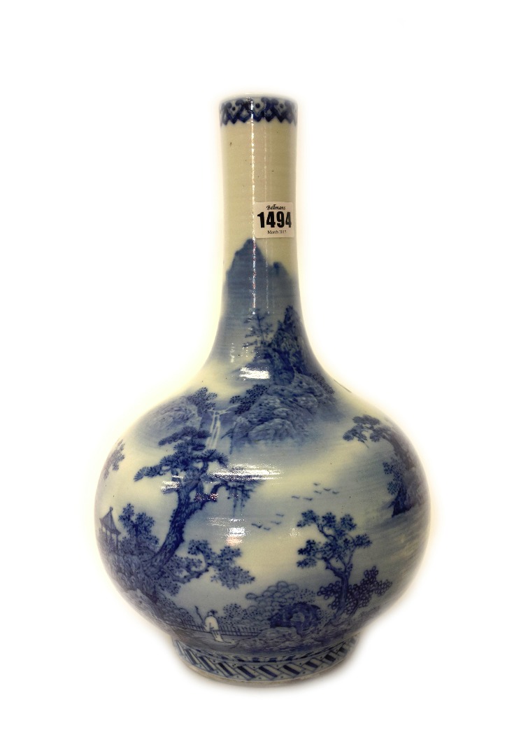 Appraisal: A large Chinese porcelain blue and white bottle vase th