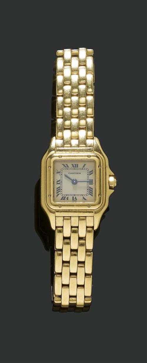 Appraisal: LADY'S WRISTWATCH CARTIER PANTH RE Yellow gold Gold case No