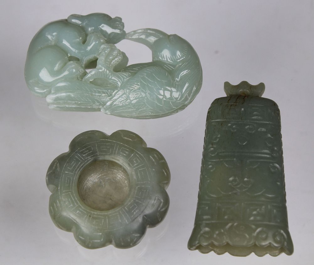 Appraisal: Chinese Carved Jade Articles Chinese Carved Jade Articles Including one