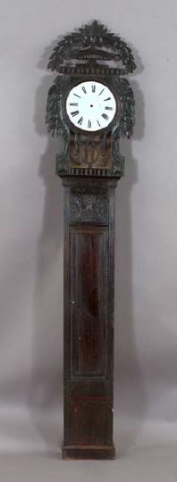 Appraisal: Slender Continental Carved Tall Clock Case early th century the