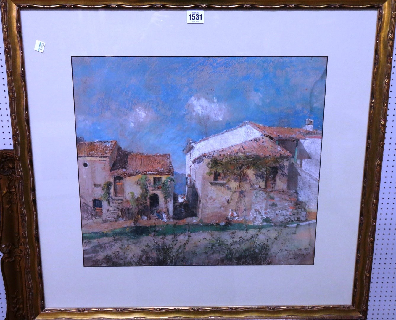 Appraisal: Giuseppe Casciaro - Italian village mixed media signed and dated