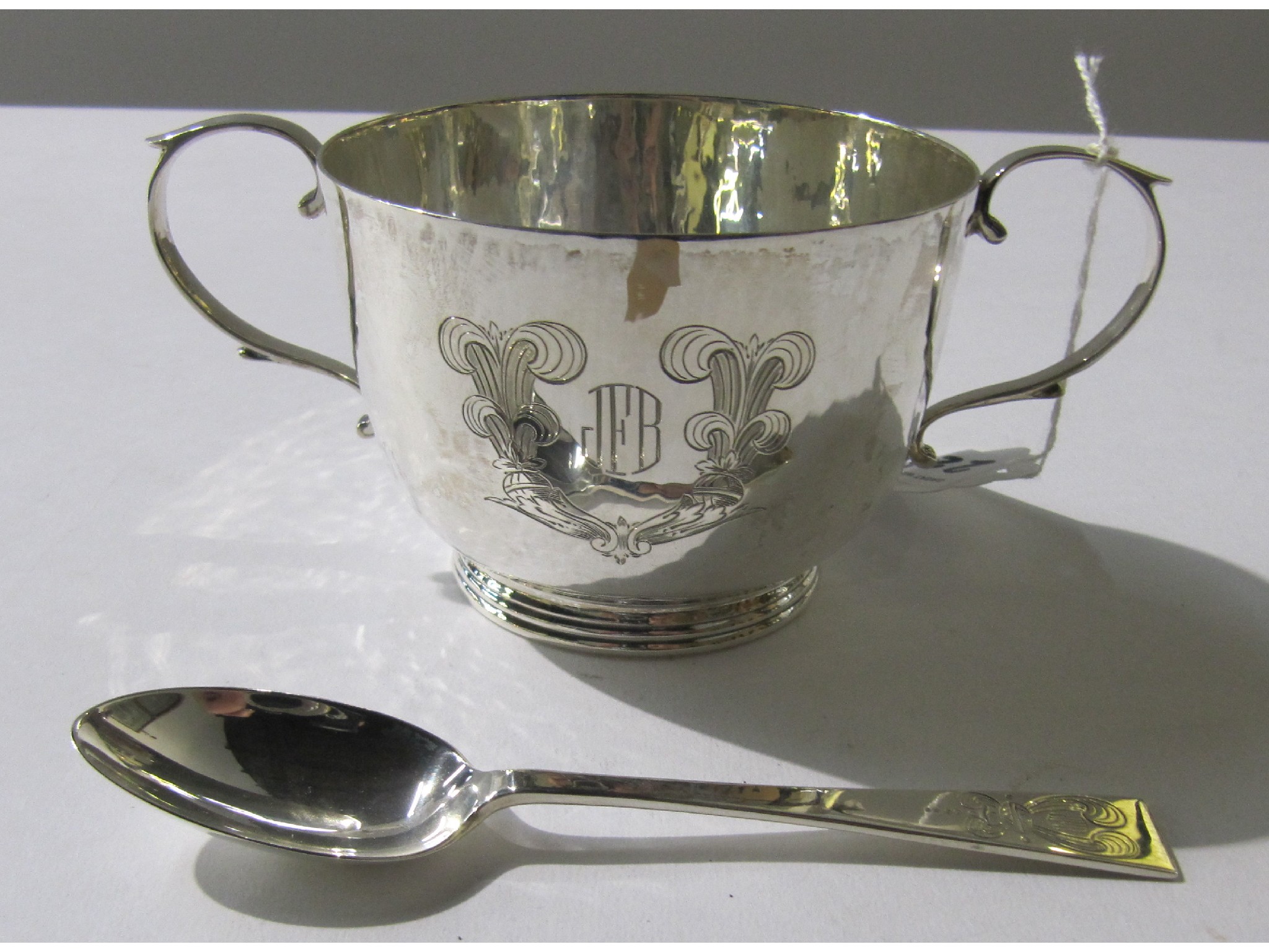 Appraisal: A Silver porringer with spoon London