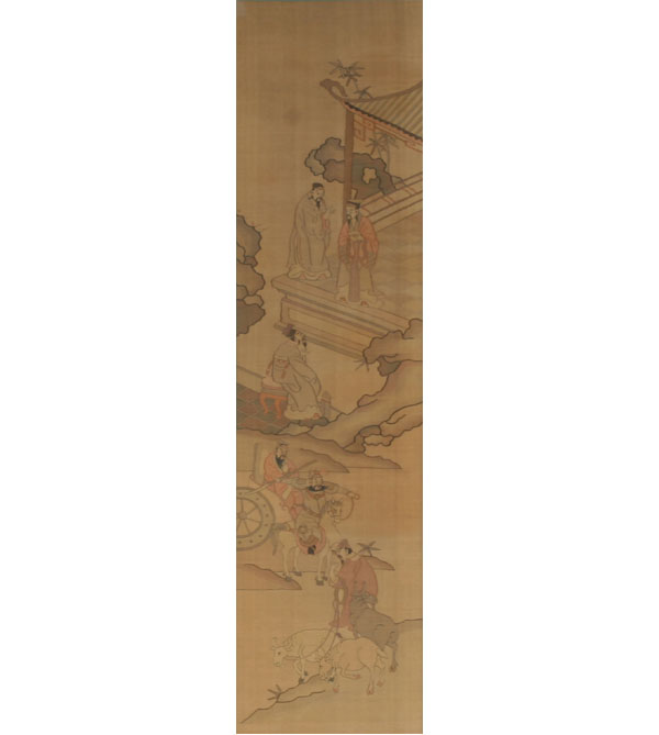 Appraisal: Antique framed Japanese woven silk work panel with gold metallic