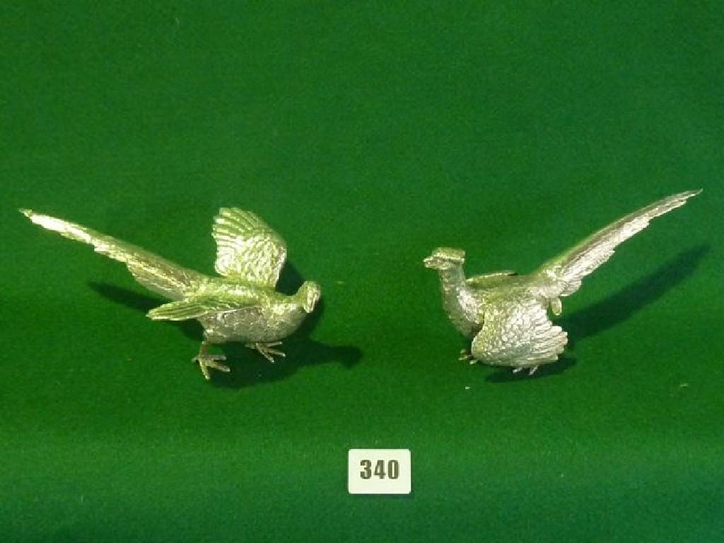 Appraisal: A pair of silver pheasants hallmarks possibly for Israel Freeman