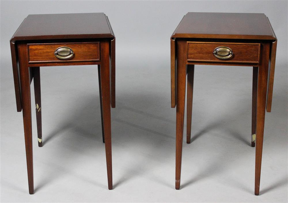 Appraisal: PAIR OF FEDERAL STYLE MAHOGANY END TABLES each with a