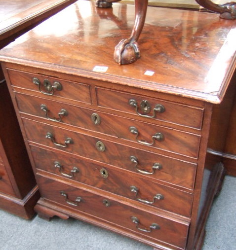 Appraisal: A mid th century small mahogany chest of two short