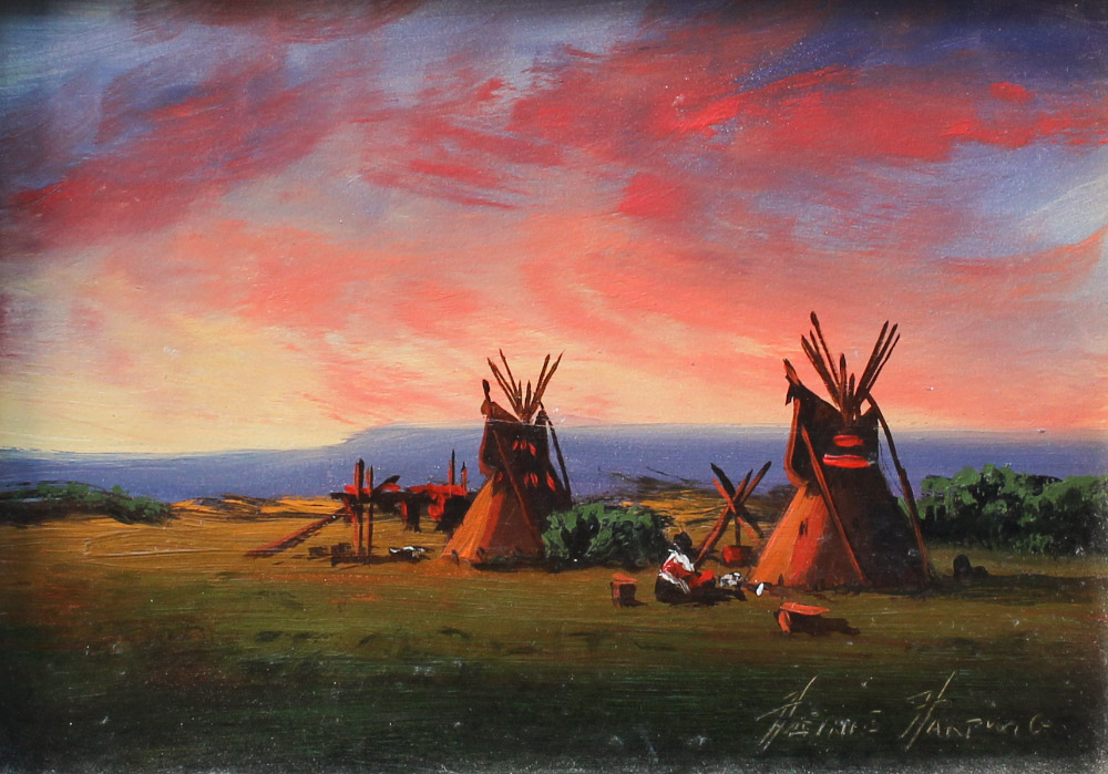 Appraisal: HARTWIG Heinie American - ''Sunset Over the Indian Village'' Oil