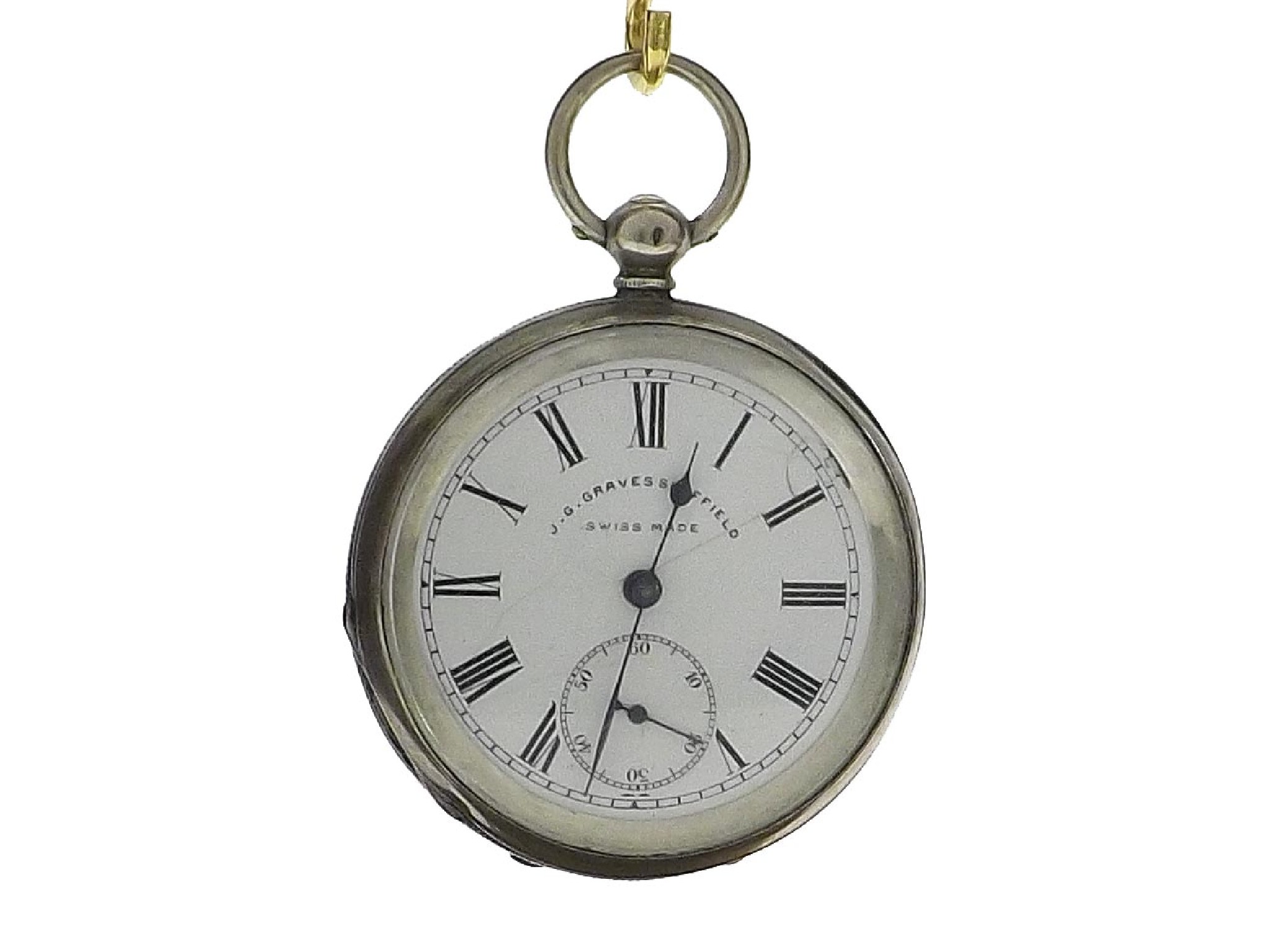 Appraisal: Silver cylinder pocket watch the dial signed J G Graves