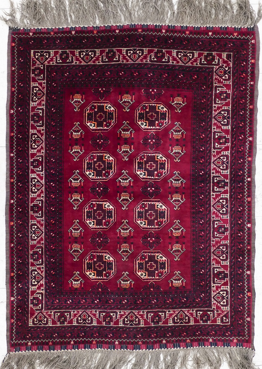 Appraisal: Turkmen Red Oriental Rug ' ''x ' '' Fine weave