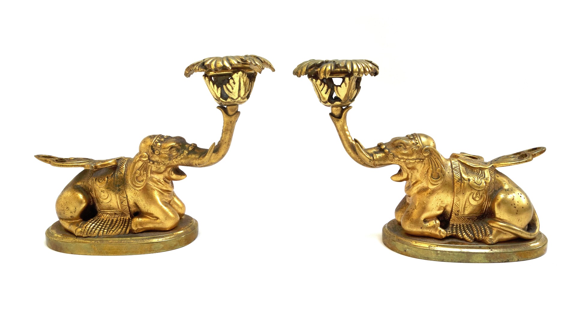 Appraisal: A pair of French gilt bronze candlesticks late th century