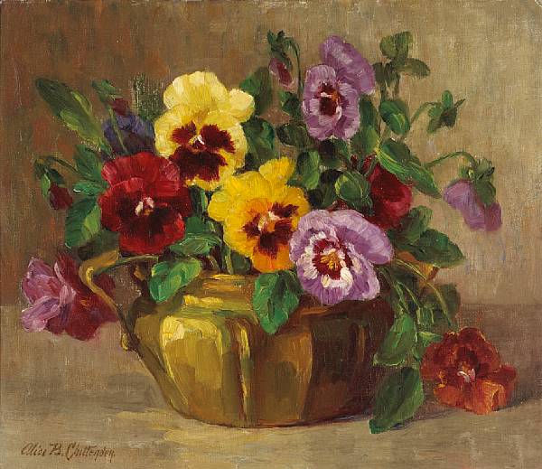 Appraisal: Alice Brown Chittenden American - Still life with pansies in