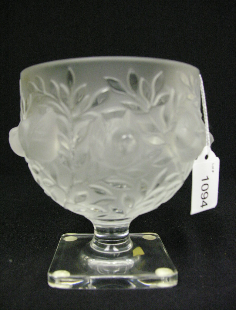 Appraisal: SIGNED LALIQUE ELISABETH VASE Signed Lalique France Size with rim