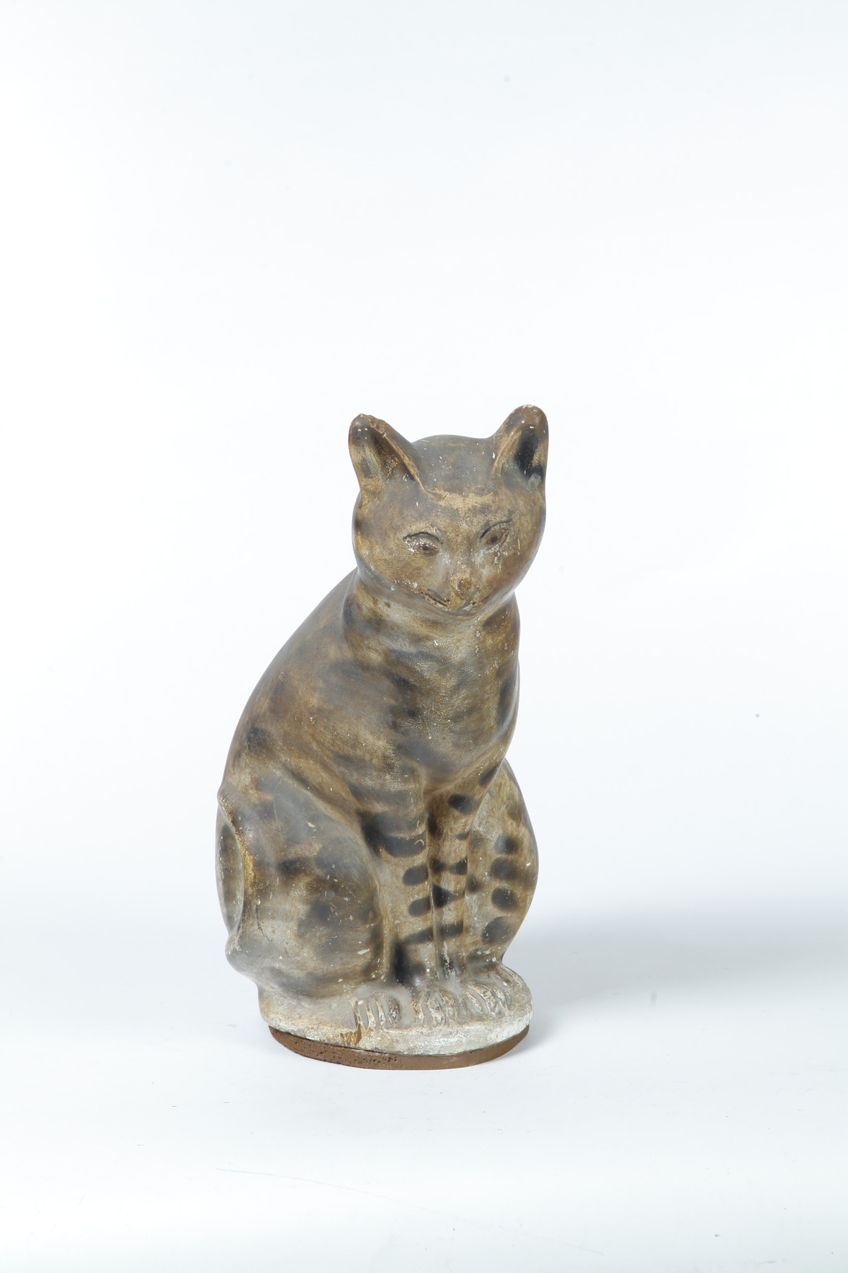 Appraisal: LARGE CHALKWARE CAT American nd half- th century Seated tabby