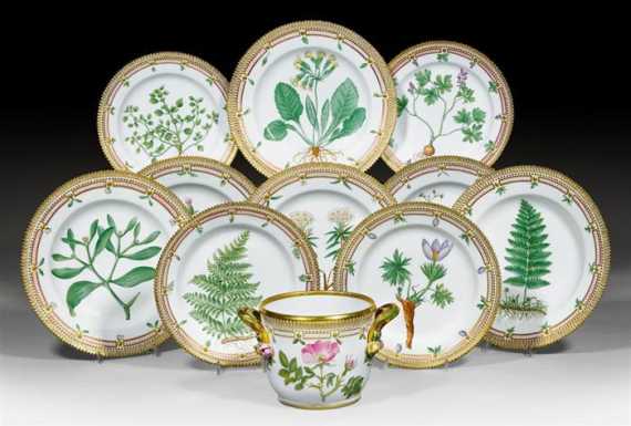 Appraisal: PIECES FROM A FLORA DANICA SERVICE Royal Copenhagen th and