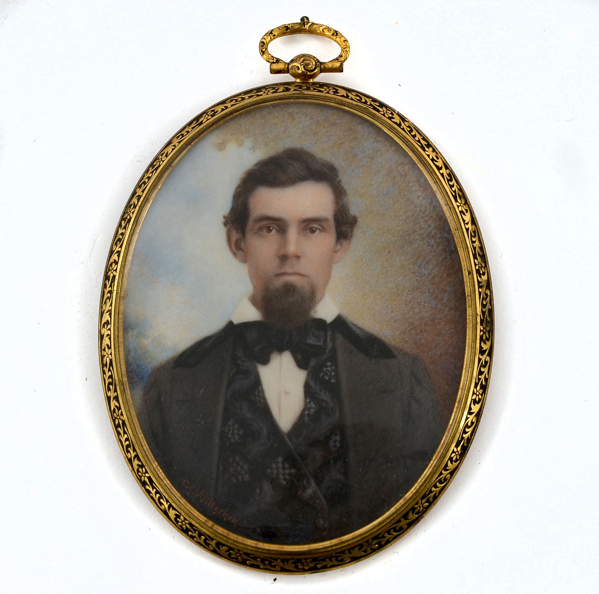 Appraisal: MINIATURE PORTRAIT PAINTING BY WILTSCHEK OF A GOATEED YOUNG MAN