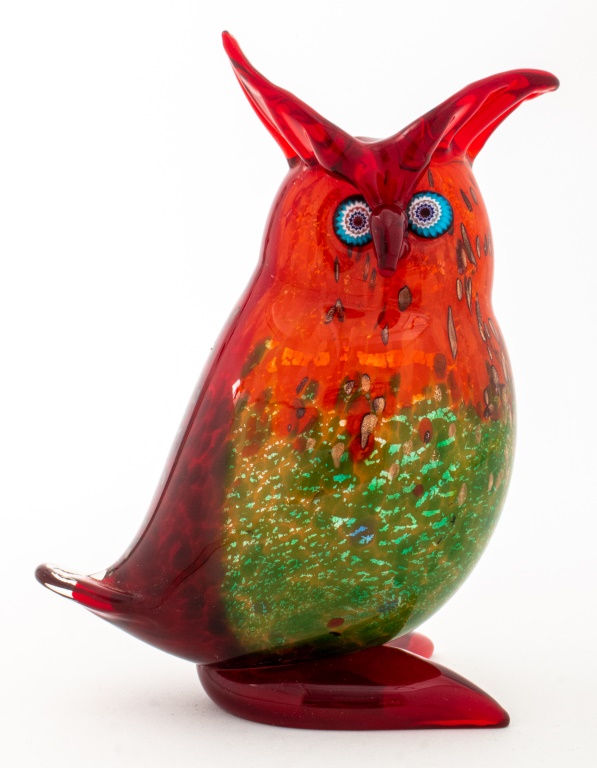 Appraisal: FRANCO MORETTI ART GLASS OWL SCULPTURE Franco Moretti Italian b