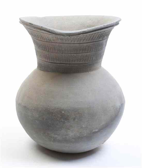 Appraisal: A Korean Ceramic Vessel of baluster form the stepped flared