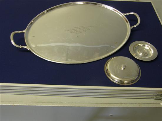 Appraisal: Silver plated tray of Royal Air Force interest engraved 'Presented